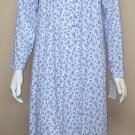 EILEEN WEST Long Sleeve White & Blue Floral 100% Cotton Nightgown Gown PL NEW C4