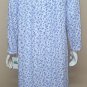 EILEEN WEST Long Sleeve White & Blue Floral 100% Cotton Nightgown Gown PL NEW C4