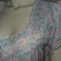 Eileen West 2 Piece Blue Floral Top & Capri Pants Pajama Set Size Large NEW