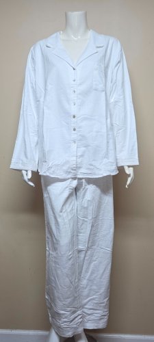 Eileen West White Cozy Button Top & Pants 2 Piece Pajama Set Size XL NEW 75693