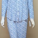 Eileen West Blue Floral Pajama Top Bottom 2 Piece Set Size Small NEW E5720076