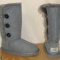UGG Australia Gray Bailey Button Triplet Tall Suede Boots KIDS Size US 13 NEW