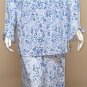 Eileen West White Blue Floral Modal Cotton Two Piece Pajama Set SM NEW E5720199