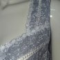 Eileen West Gray White Bow floral Sleeveless Lace Detail Long Ruffle Nightgown S