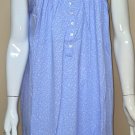 Eileen West Sleeveless Knee Length White/Blue Floral Gown 100 Cotton Size S NEW