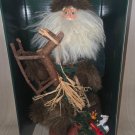 Home for holidays  Santa Faux Fur Coat Holding Twig Horse & Bag of Toys  16"