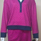 DKNY Logo Sleep Loungewear SET Sweater Knit Long Sleeve /Shorts Pink /Blue Large