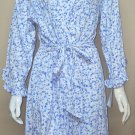 Eileen West White with Blue Flowers Long Sleeve Wrap Robe Size S / M NEW
