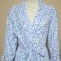 Eileen West White with Blue Flowers Long Sleeve Wrap Robe Size S / M NEW