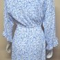 Eileen West White with Blue Flowers Long Sleeve Wrap Robe Size S / M NEW