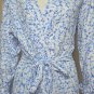 Eileen West White with Blue Flowers Long Sleeve Wrap Robe Size S / M NEW