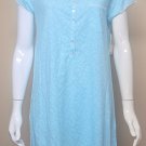Eileen West Aqua Floral Cap Sleeve 100% Cotton Short Nightgown Sleepshirt Size S