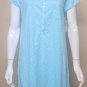 Eileen West Aqua Floral Cap Sleeve 100% Cotton Short Nightgown Sleepshirt Size S