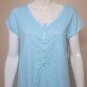 Eileen West Aqua Floral Cap Sleeve 100% Cotton Short Nightgown Sleepshirt Size S