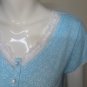 Eileen West Aqua Floral Cap Sleeve 100% Cotton Short Nightgown Sleepshirt Size S