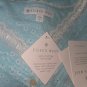 Eileen West Aqua Floral Cap Sleeve 100% Cotton Short Nightgown Sleepshirt Size S