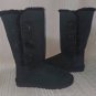 UGG BAILEY BUTTON TRIPLET TRIPLE Black Suede Tall Boots Women Size US 5 NEW 1873
