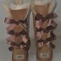 UGG Chestnut Triple Bailey Bow Tall Boots Size US 3 Youth,NEW #1007309 CHECK PIC