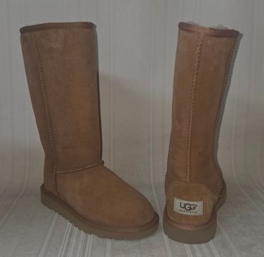 UGG Australia KIDS Chestnut Classic Tall Suede Sheepskin Boots Size US 1 NEW #52