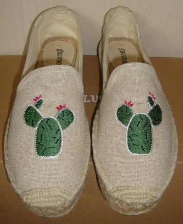 Soludos Cactus Embroidered Platform Espadrilles Slip On Shoes Size US 8 NEW