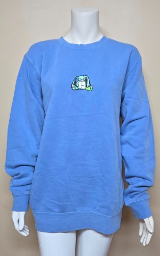 Emma Chamberlain Rabbit Bunny Crewneck  Sweater Blue Size LARGE New NO tag