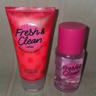 VICTORIA SECRET PINK Fresh & Clean Travel Set  Scented Lotion + Mist 2.5 oz each