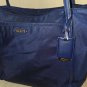 Tumi Navy Blue ToteBag Nylon Leather Trim Gold Hardware Purse