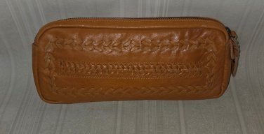 KERRY GRIMA Twisted Design Leather Pouch Zippered Cosmetic Bag