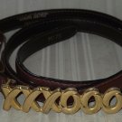 Paloma Picasso Skinny 3/4" Leather Belt Gold XXXOOO  Hardware  Size M/75 Vintage