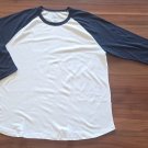 True Classic 3/4 Sleeve Two tone Crew Neck Shirt Wht & Navy Men Size XL Lot of 2