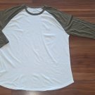 True Classic 3/4 Sleeve Two tone Crew Neck Shirt White & Green Men Size XL NEW