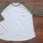 True Classic 3/4 Sleeve Two tone Crew Neck Shirt White & Green Men Size XL NEW