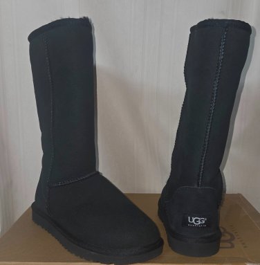 UGG Australia CLASSIC TALL Black Suede Sheepskin Boots US 5,EU 36 NEW #5815