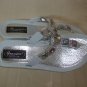 Grandco White Sandals Waterproof Thong BLING Silver Tone Jeweled  Size US 11 NEW