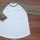 True Classic 3/4 Sleeve Two tone Crew Neck Shirt White & Green Men Size 2XL NEW