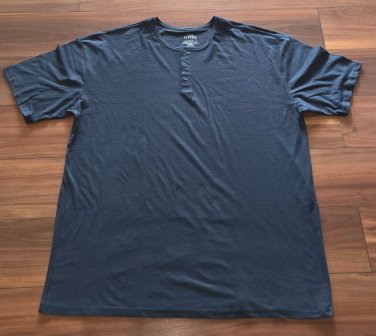 True Classic Henley T-Shirt NAVY Short Sleeve Button Neck Tee Size 2XL New.