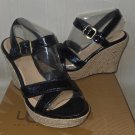 UGG Jackilyn Black Patent Leather Espadrille Wedge Heel Size 9.5 NEW #1004565