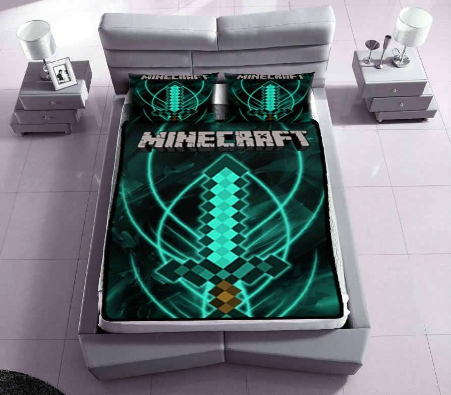 minecraft fleece blanket with 2pcs pillow case SKU71274137,71229045(2)