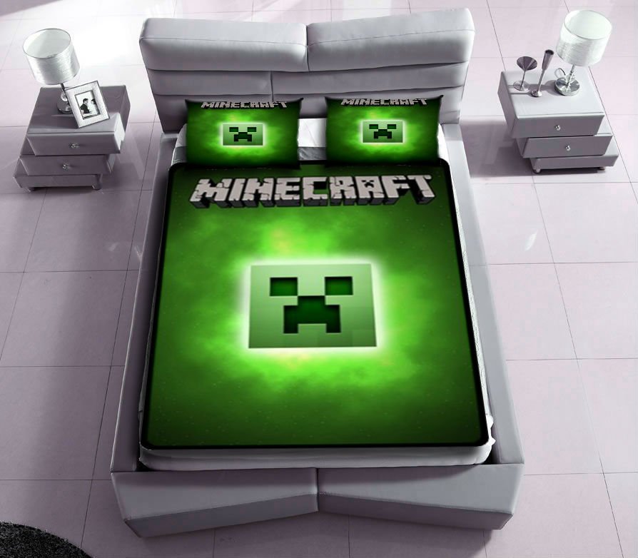 minecraft fleece blanket with 2pcs pillow case SKU71274876,71229043(2)