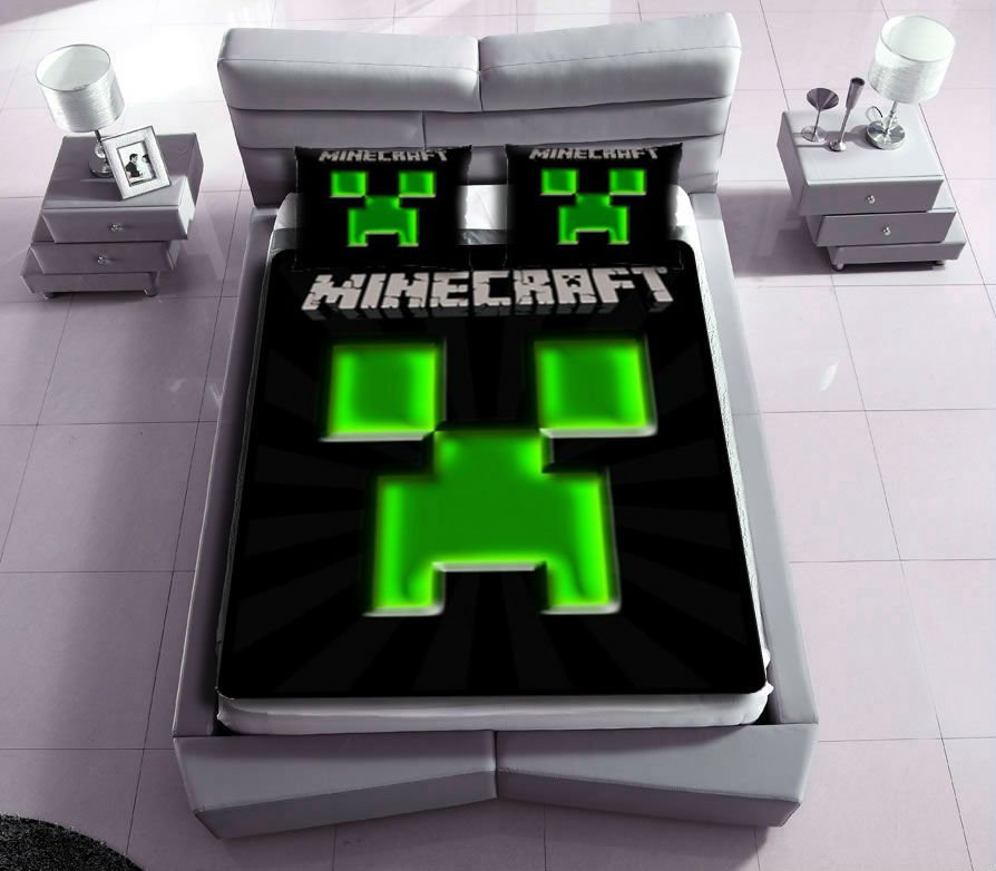 minecraft fleece blanket with 2pcs pillow case SKU71276740,71229044(2)