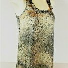 SPENSE womens Small sleeveless taupe black white RUFFLE NECK tunic top (T)