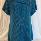 WORTHINGTON womens Medium S/S TEAL SHAWL NECK SWEATER (C)