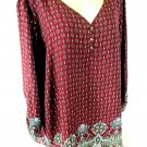 Avenue womens 22/24 L/S purple blue white FLORAL roll sleeve TUNIC top (X)PMTD
