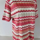 Alfred Dunner womens XL S/S red white orange KNIT stretch sweater (C3)