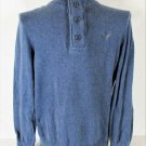 American Eagle mens Large blue 1/4 ZIP w 4 BUTTONS 100% cotton sweater (A7)