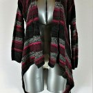 Arizona women's Large 14 L/S pink black gray OPEN FRONT cardigan sweater (H)