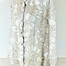 Alfred Dunner women's Sz 18 L/S tan white RAYON semi SHEER button up top (C3)