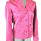 Amber Sun women's Small L/S pink floral RHINESTONE BUTTONS 2 pocket jacket (A2)M