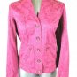 Amber Sun women's Small L/S pink floral RHINESTONE BUTTONS 2 pocket jacket (A2)M