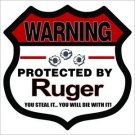 Warning Protected By Ruger 2nd Amendment Printed Vinyl Decal / Sticker Warning Protected By Ruger 2nd Amendment Printed Vinyl Decal / Sticker